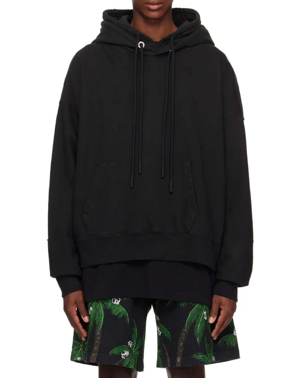 Palm Angels Stars Patch Drawstring Hoodie