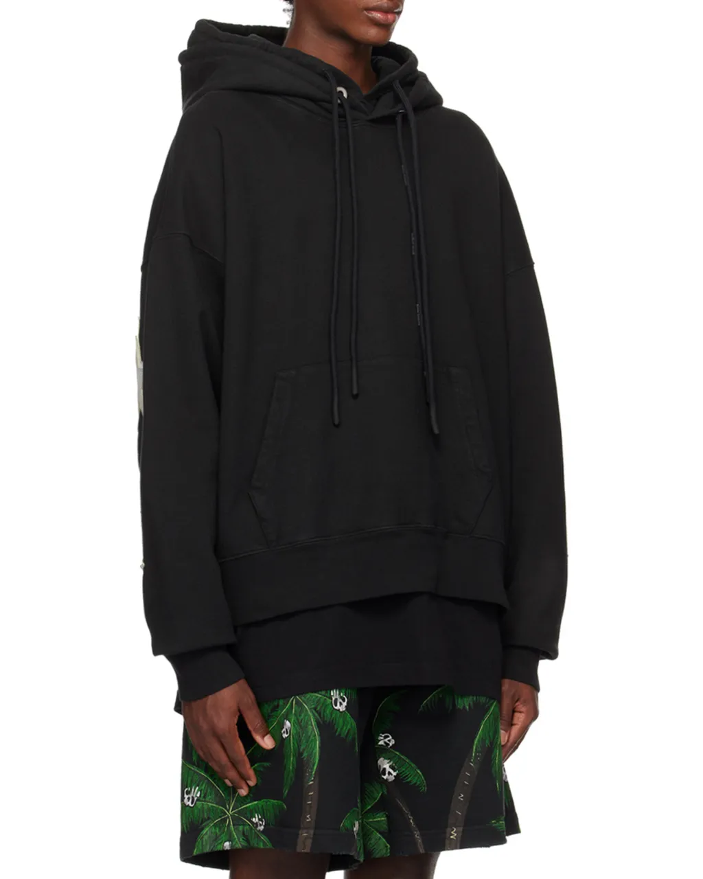 Palm Angels Stars Patch Drawstring Hoodie