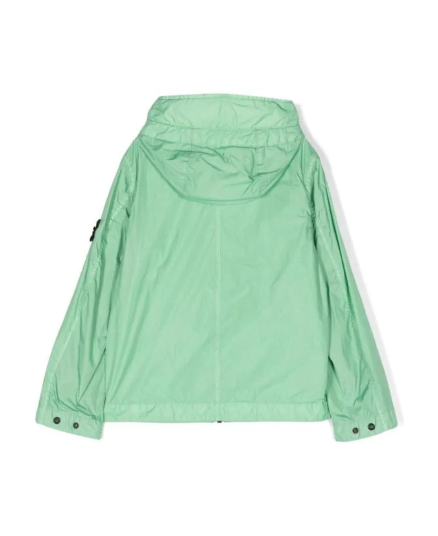 Stone Island Junior Logo Patch Hooded Zipped Jacket