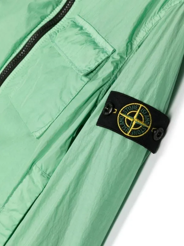 Stone Island Junior Logo Patch Hooded Zipped Jacket