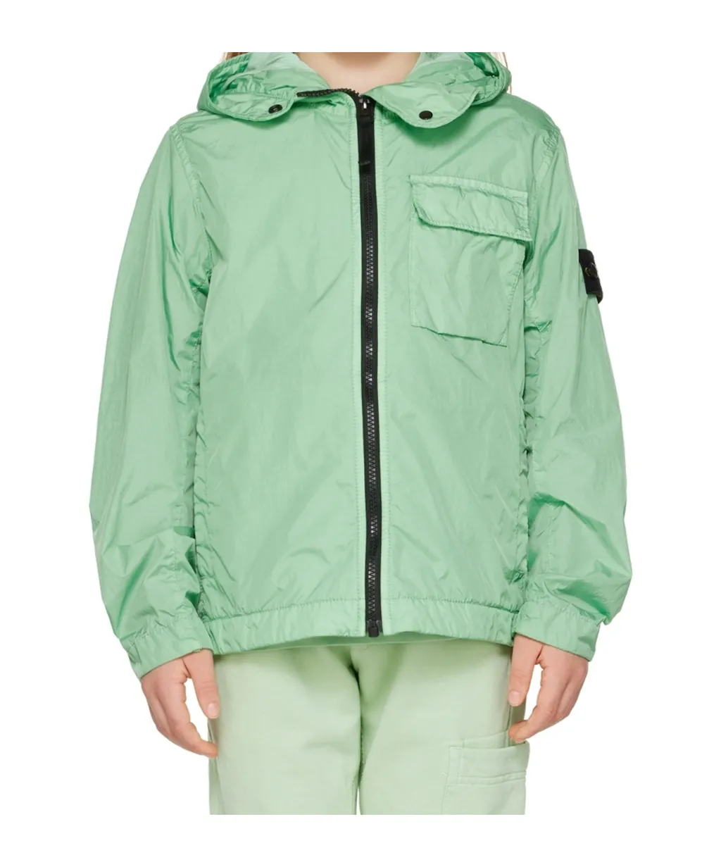 Stone Island Junior Logo Patch Hooded Zipped Jacket