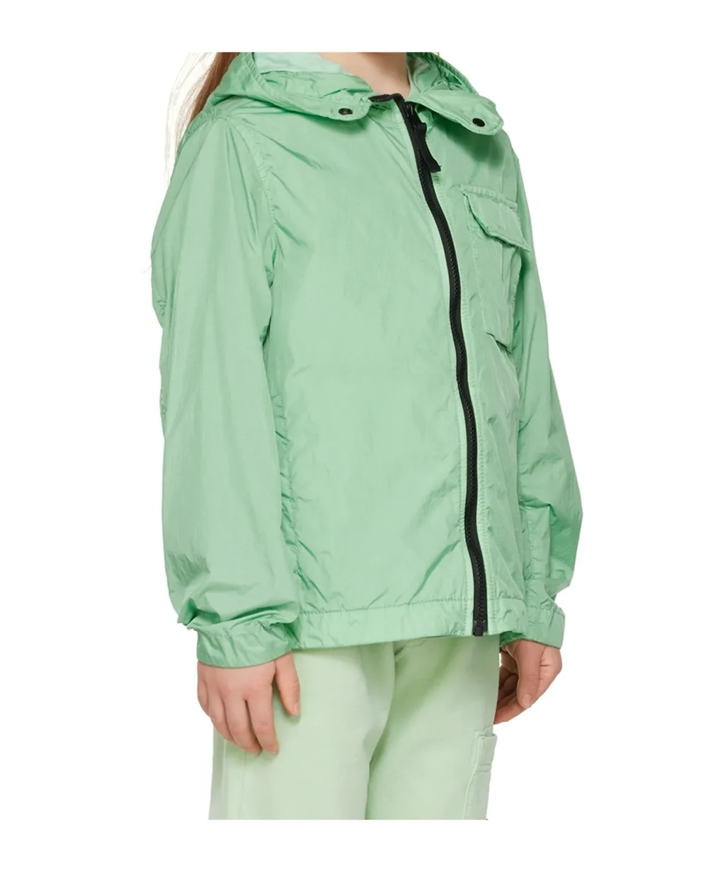 Stone Island Junior Logo Patch Hooded Zipped Jacket