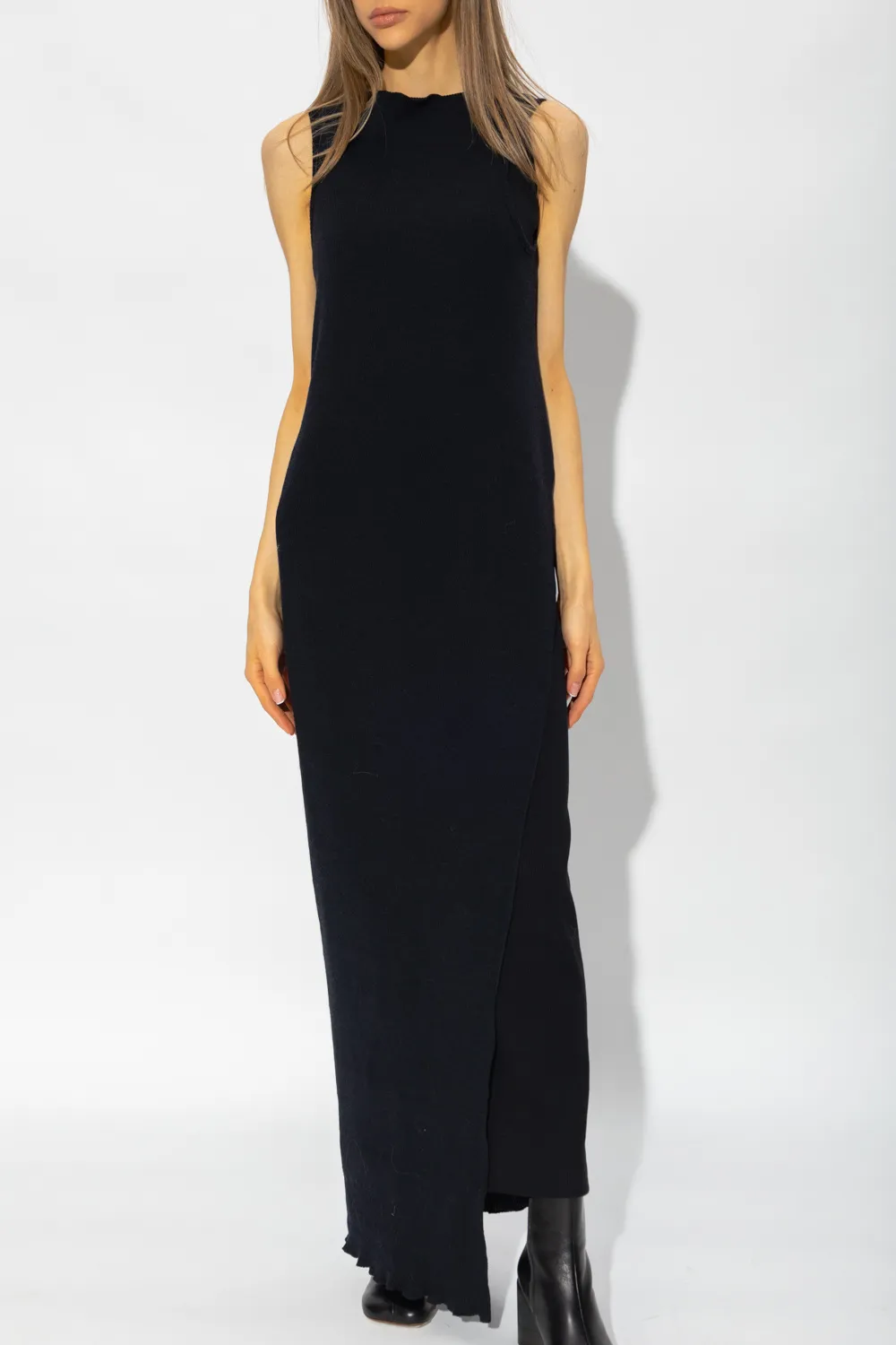 Asymmetric Draped Knitted Dress