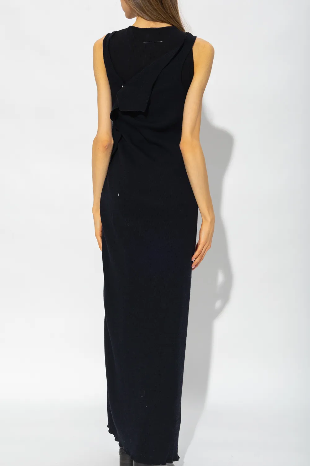 Asymmetric Draped Knitted Dress