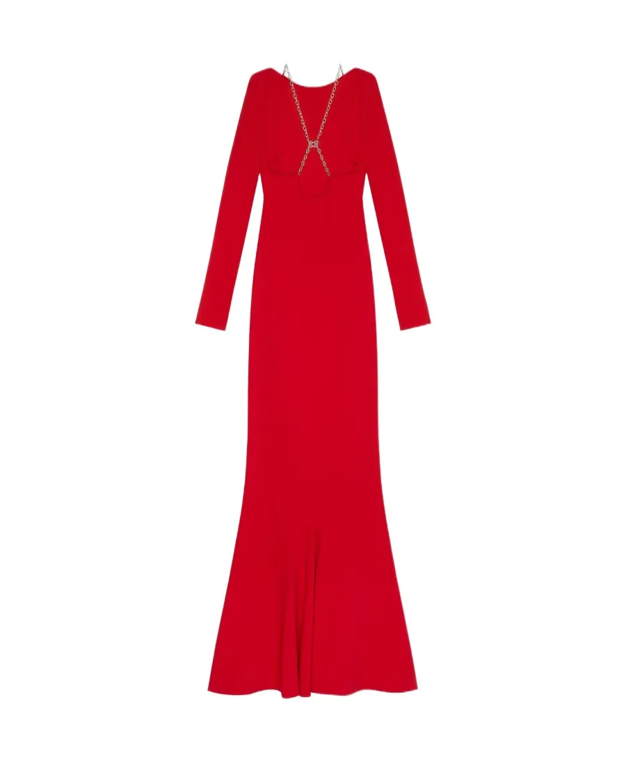 Backless Dress With G Link Chain Straps