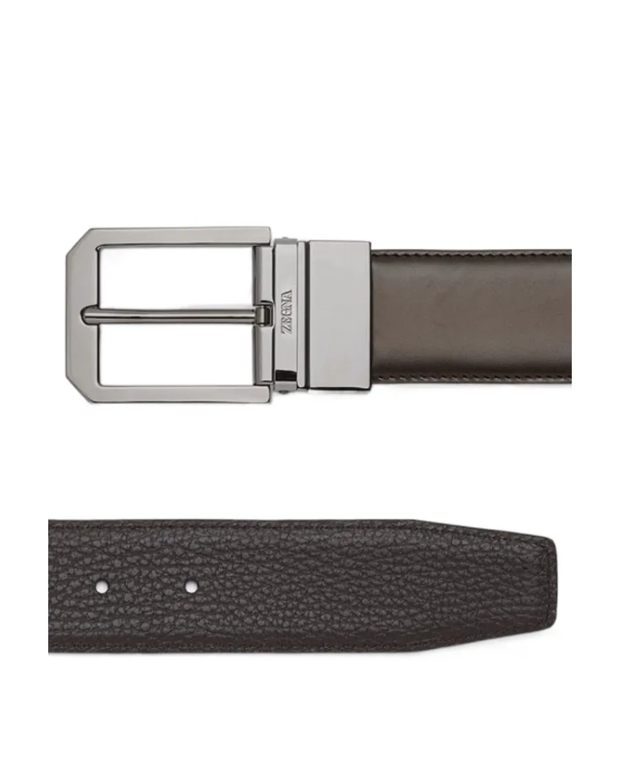 Grained Leather Reversible Belt