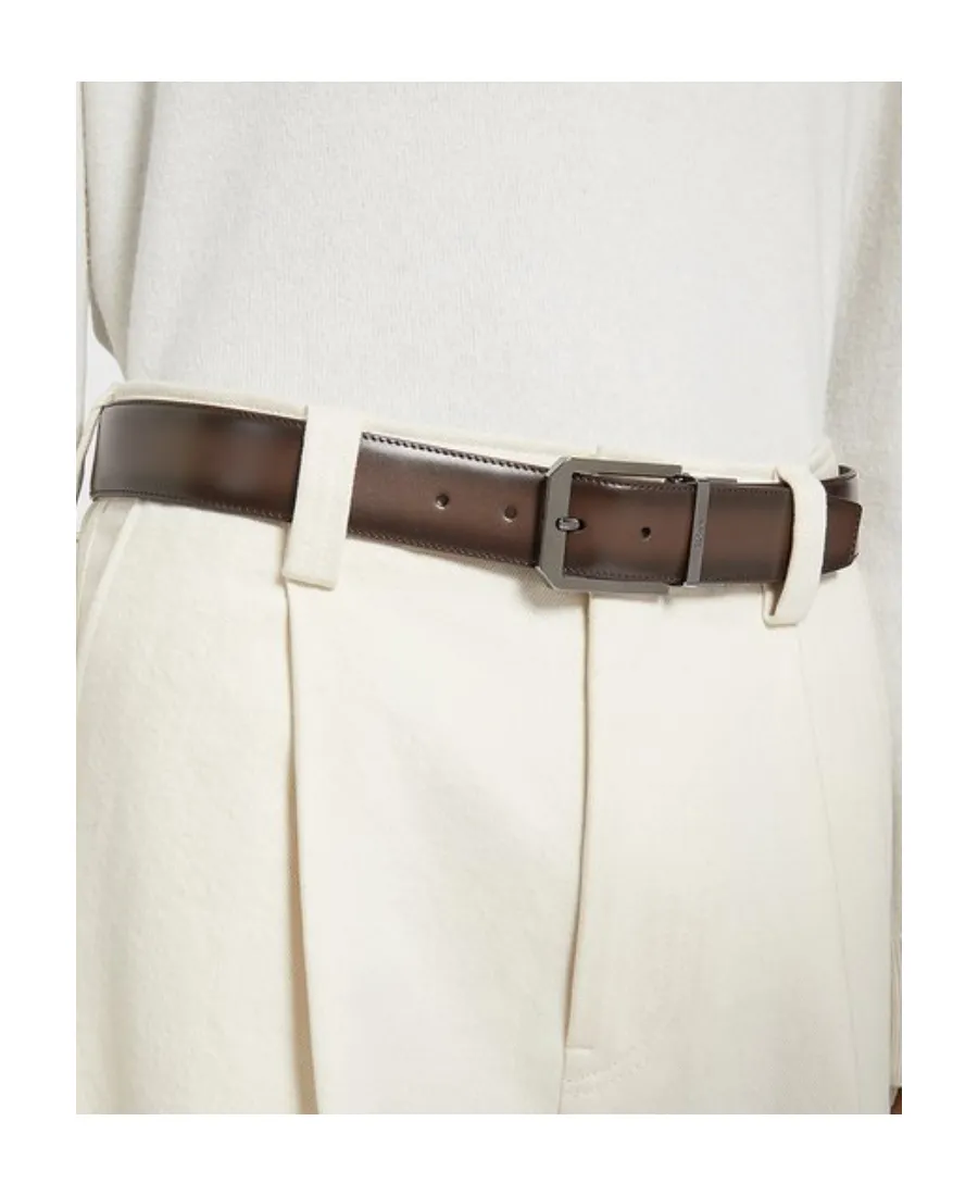 Grained Leather Reversible Belt