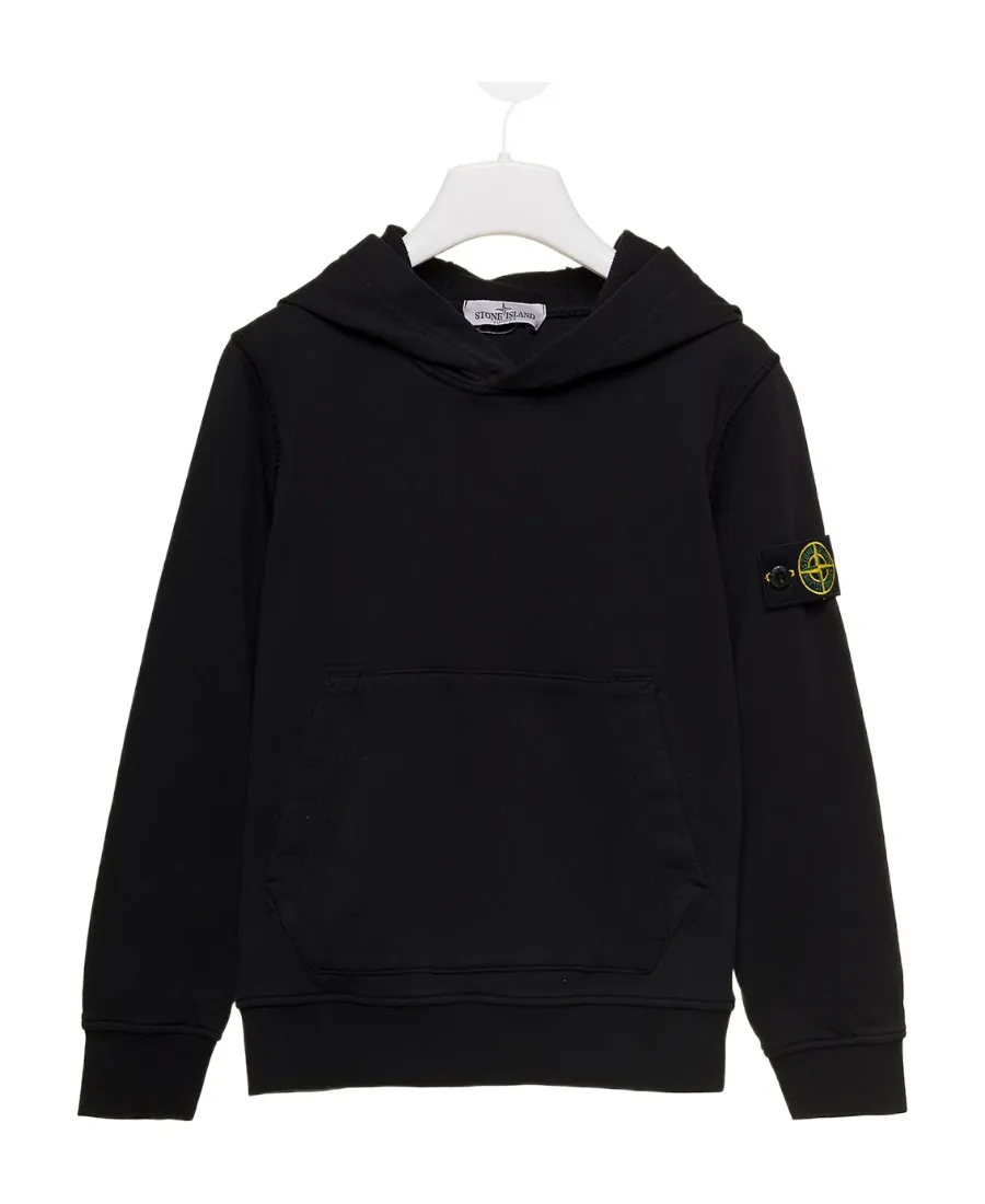 Stone Island Junior Logo Patch Long Sleeved Hoodie