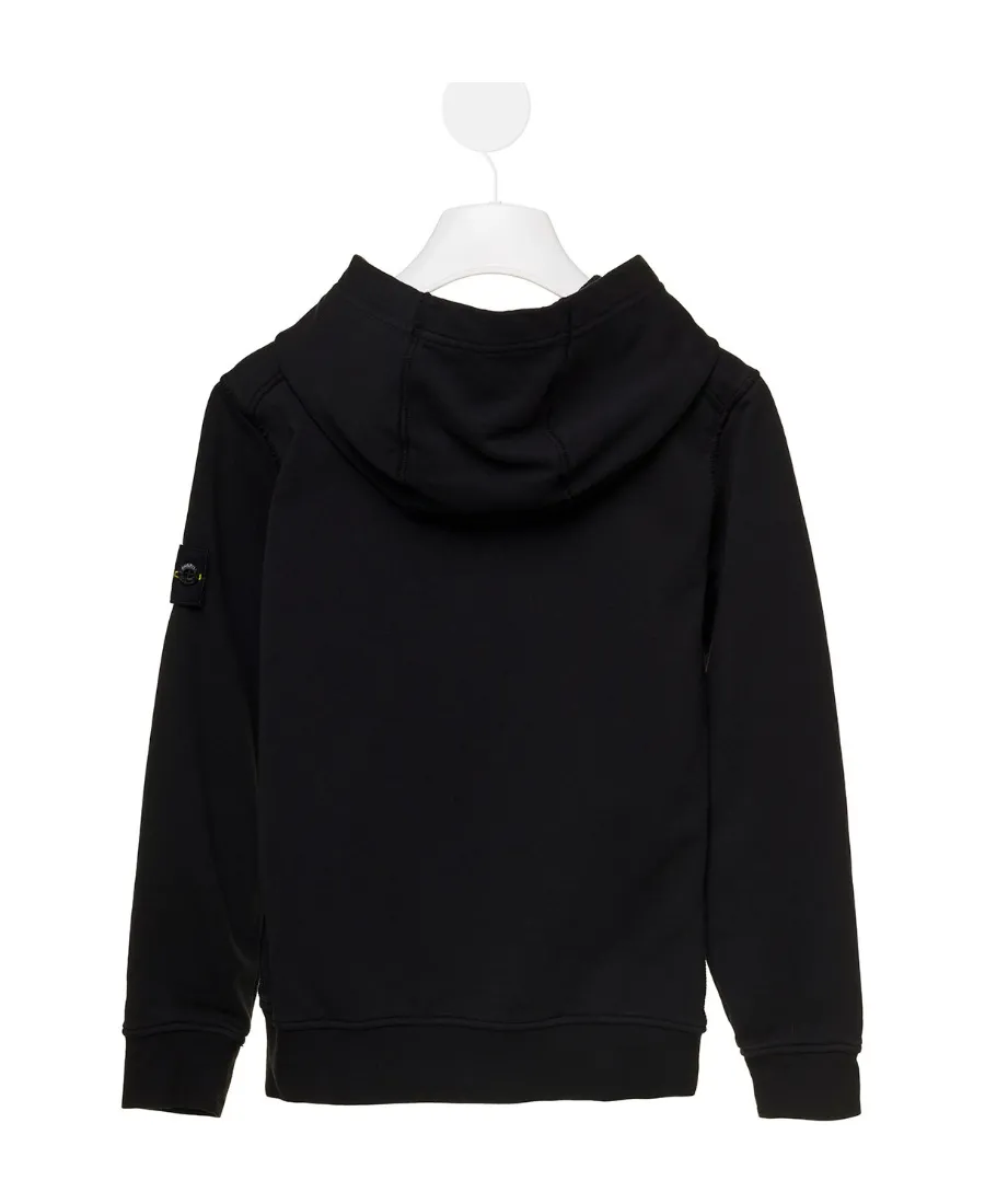Stone Island Junior Logo Patch Long Sleeved Hoodie