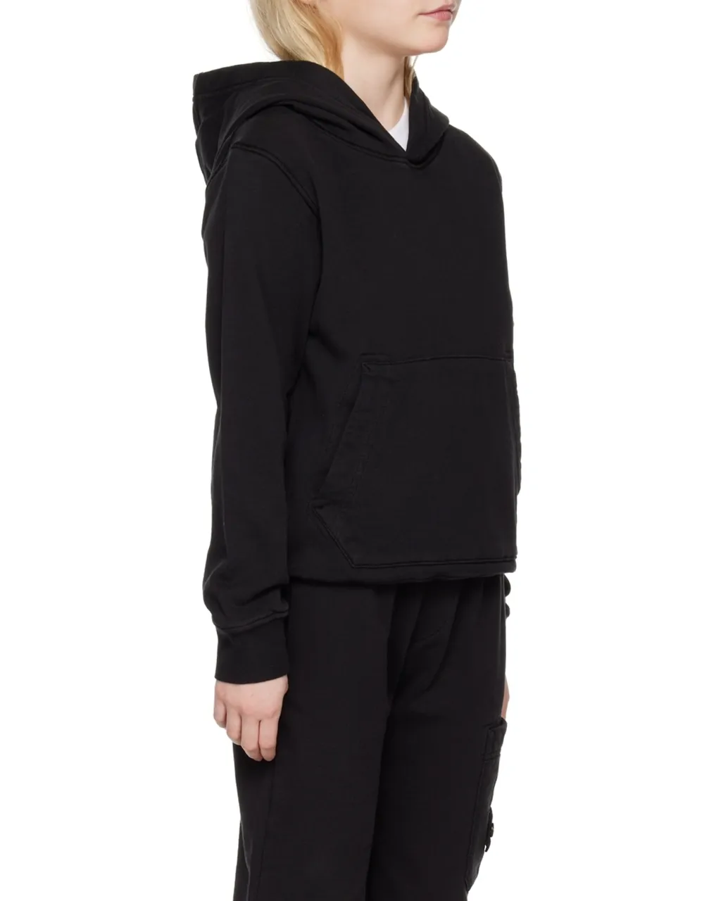 Stone Island Junior Logo Patch Long Sleeved Hoodie