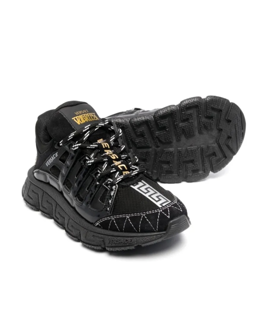 Versace Kids Logo Patch Lace-Up Sneakers