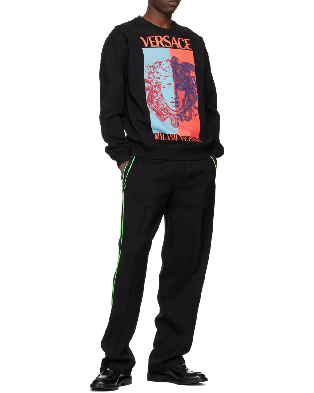 Versace Stripe-Detailed Straight-Hem Trousers