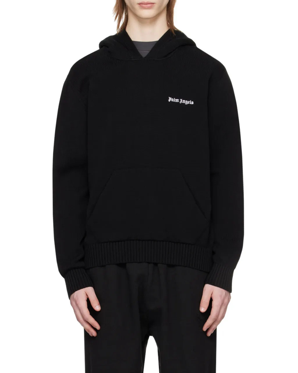 Palm Angels Logo Embroidered Knitted Hoodie