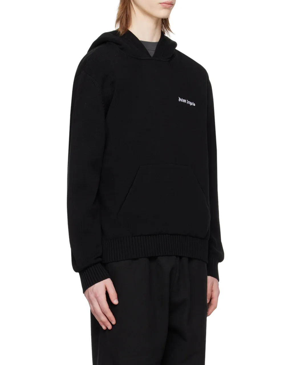 Palm Angels Logo Embroidered Knitted Hoodie