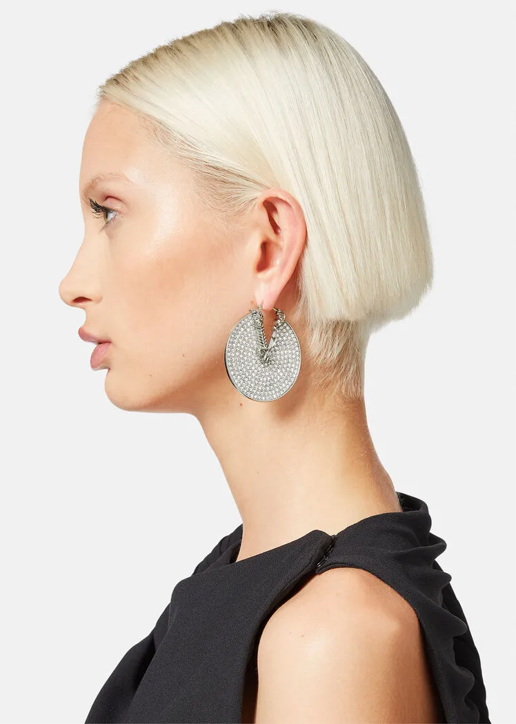 Rhinestone Round Earrings