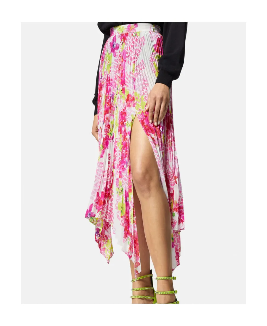 Versace Floral Printed Pleated Skirt