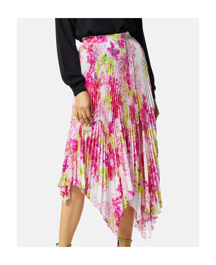 Versace Floral Printed Pleated Skirt