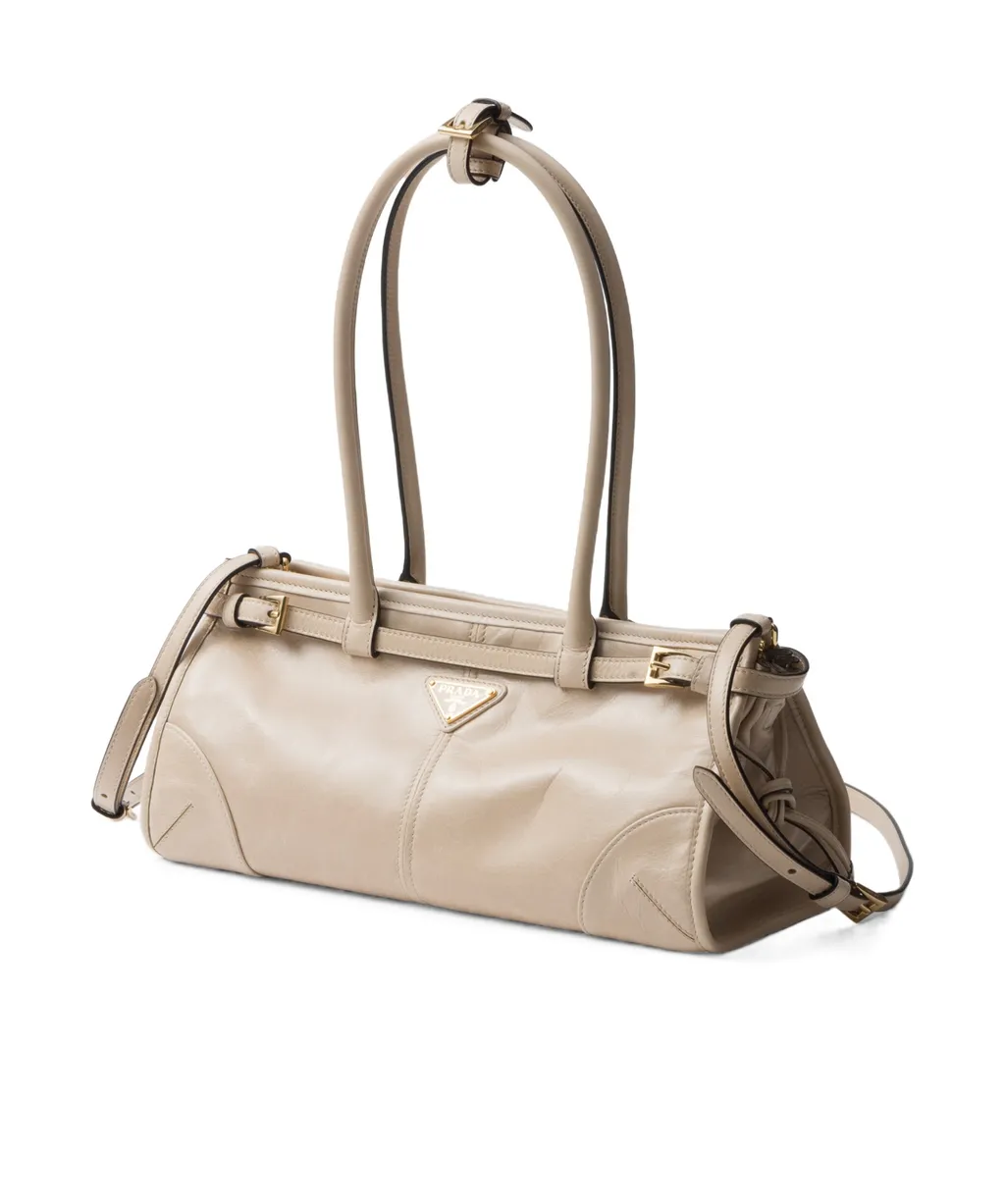 Prada Logo Plaque Belted Medium Tote Bag
