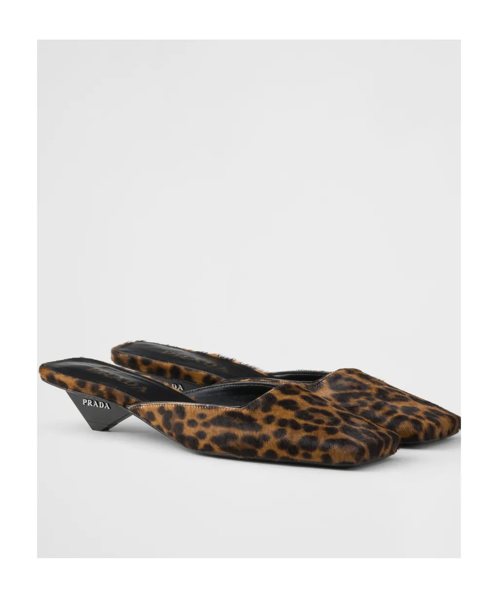 Prada Leopard-Printed Square-Toe Mules