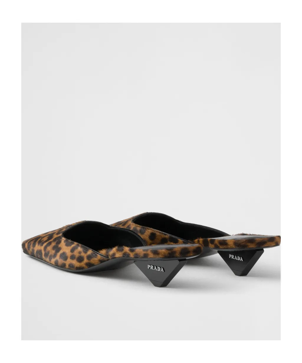 Prada Leopard-Printed Square-Toe Mules