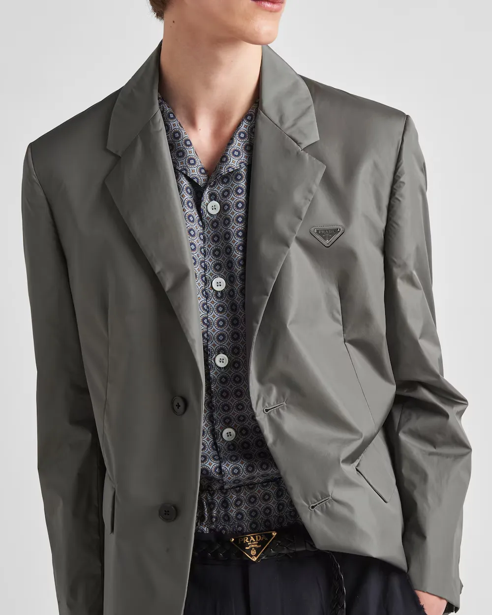 Single-Breasted Light Technical Fabric Jacket