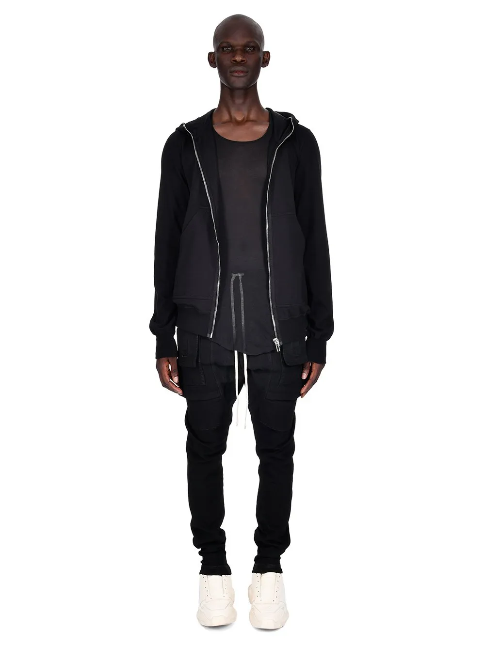Black Creatch Overalls Drawstring Casual Pants
