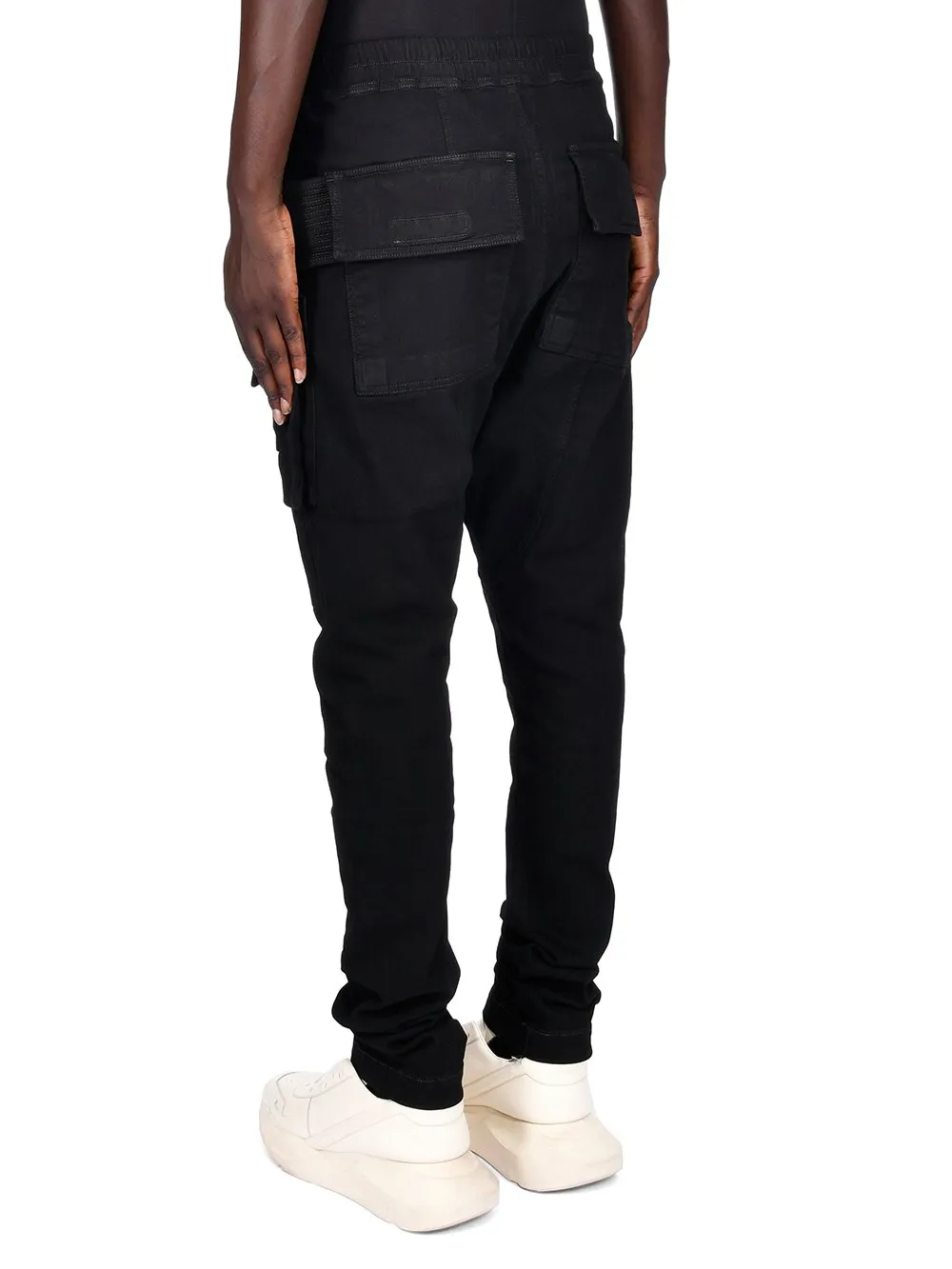 Black Creatch Overalls Drawstring Casual Pants