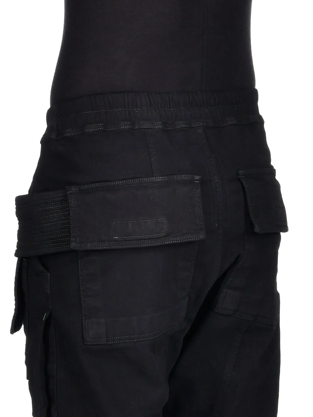 Black Creatch Overalls Drawstring Casual Pants