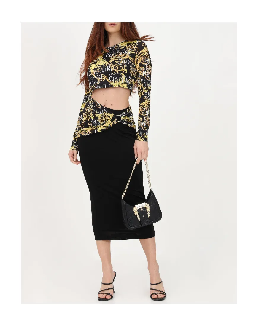 Versace Jeans Couture Logo-Printed Cut-Out Crewneck Midi Dress