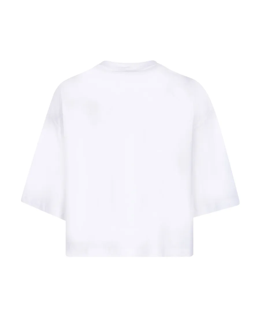 Balmain Logo Printed Crewneck Cropped T-Shirt