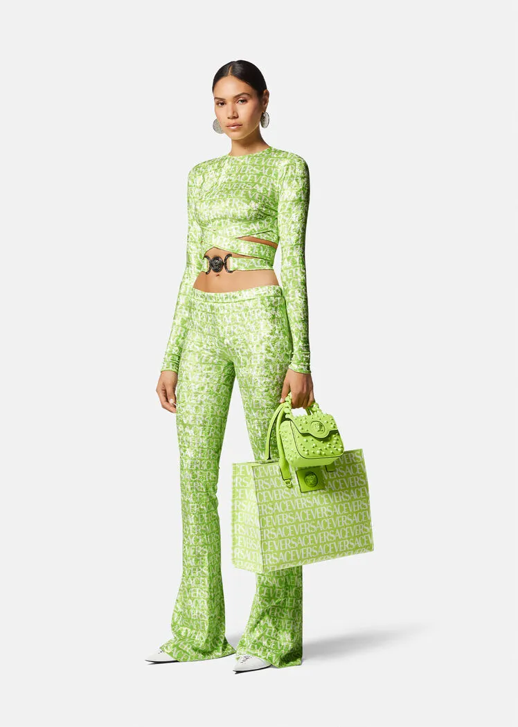 Logo-Print Flared Trousers