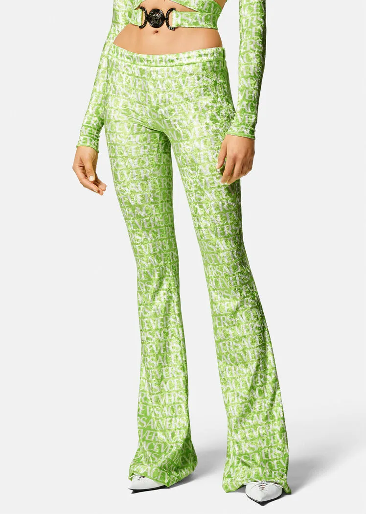 Logo-Print Flared Trousers