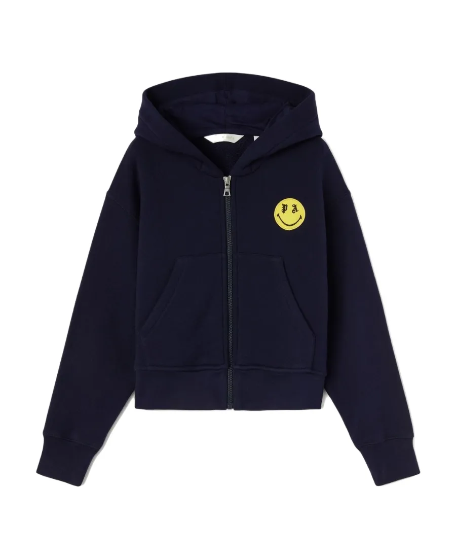 Palm Angels Kids Smiley Printed Straight Hem Hoodie