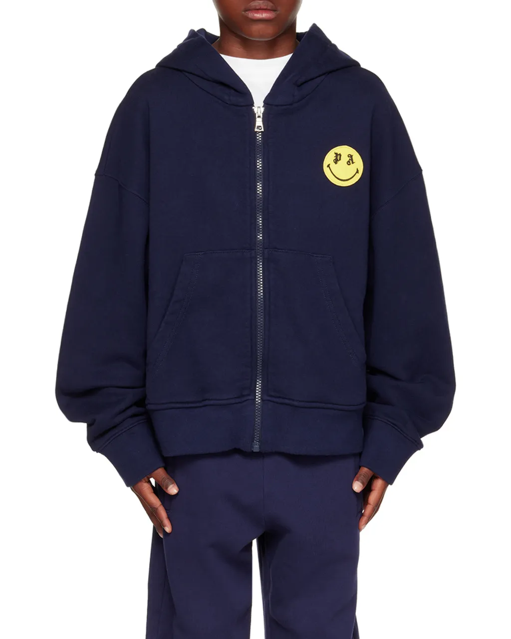 Palm Angels Kids Smiley Printed Straight Hem Hoodie