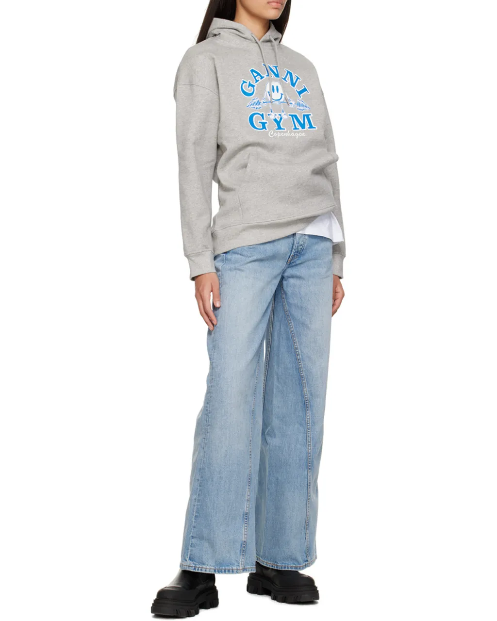 Ganni Logo Patch Straight Leg Jeans