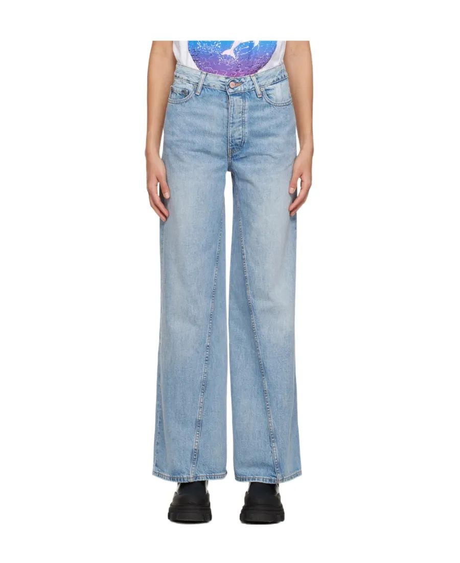 Ganni Logo Patch Straight Leg Jeans