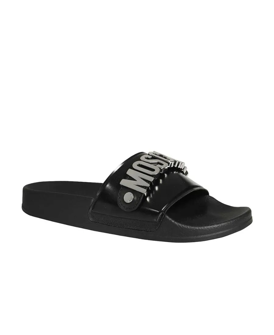 Logo-Plaque Open-Toe Slides