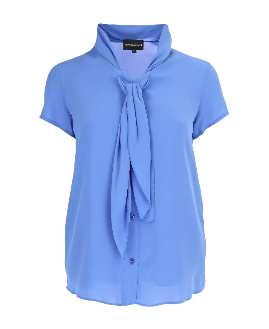 Tie-Neck Short-Sleeve Shirt