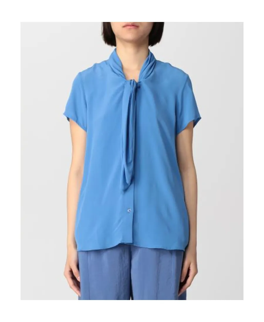 Tie-Neck Short-Sleeve Shirt