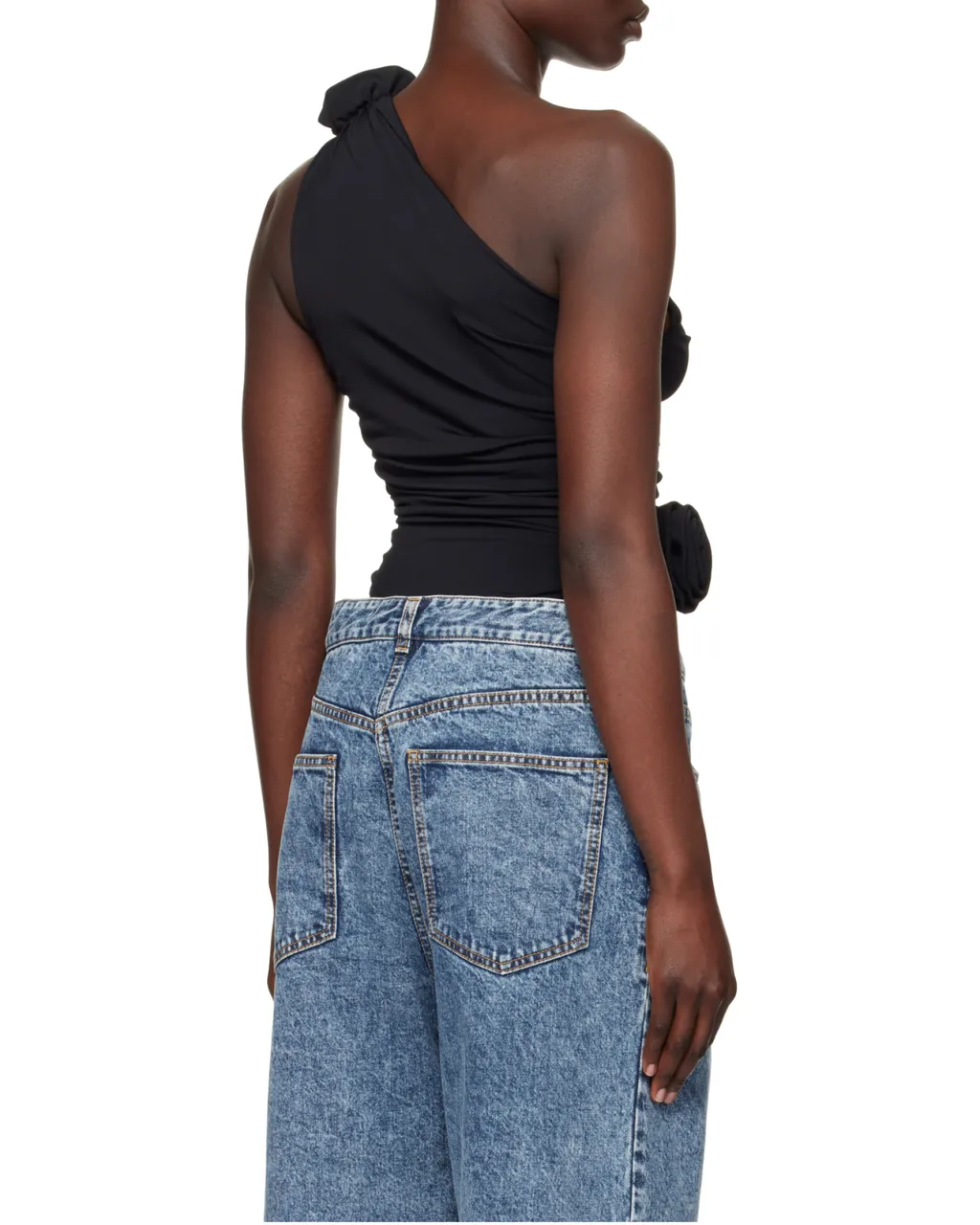 Magda Butrym Flower Embellished Ruched One-Shoulder Top