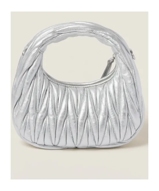Miu Wander Matelassé Nappa Leather Hobo Mini-Bag