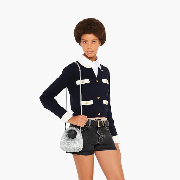 Miu Wander Matelassé Nappa Leather Hobo Mini-Bag