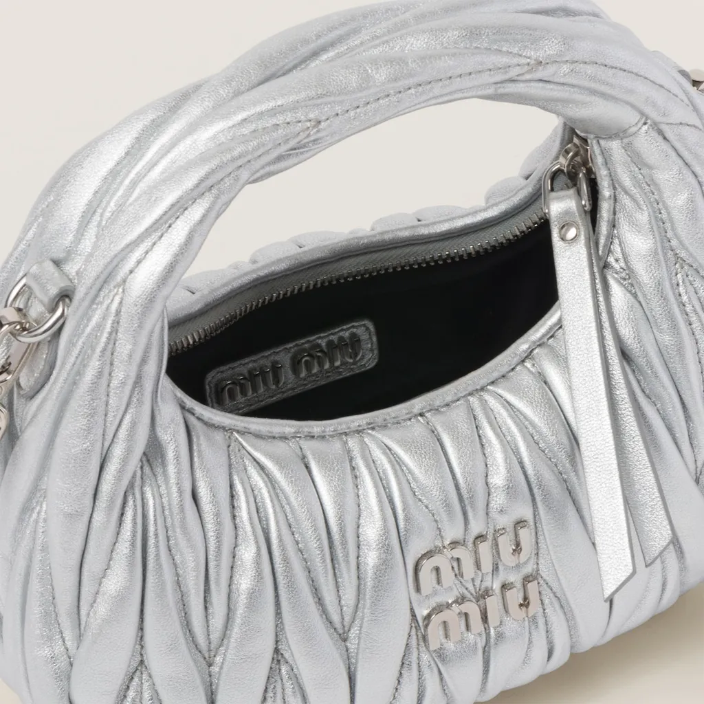 Miu Wander Matelassé Nappa Leather Hobo Mini-Bag