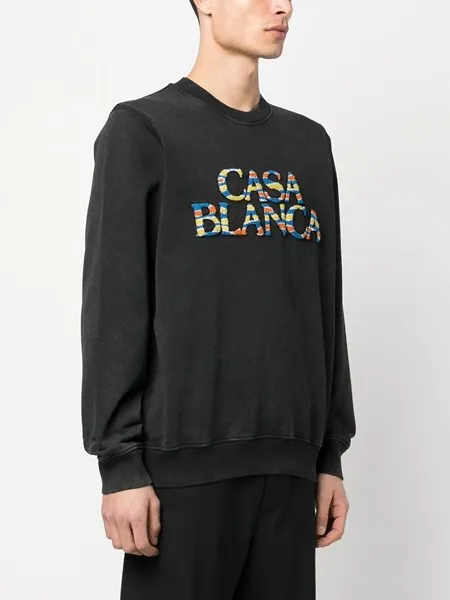 Casablanca Logo Flocked Crewneck Sweatshirt