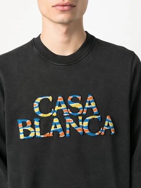 Casablanca Logo Flocked Crewneck Sweatshirt