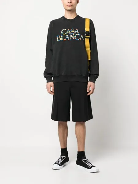 Casablanca Logo Flocked Crewneck Sweatshirt
