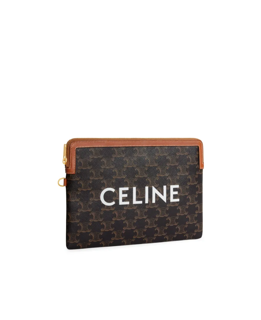 Small Pouch With Strap In Triomphe Canvas And Lambskin