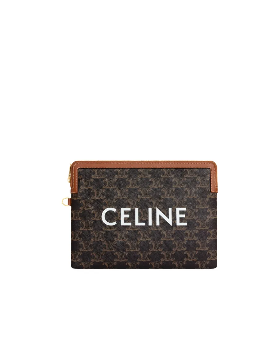 Small Pouch With Strap In Triomphe Canvas And Lambskin
