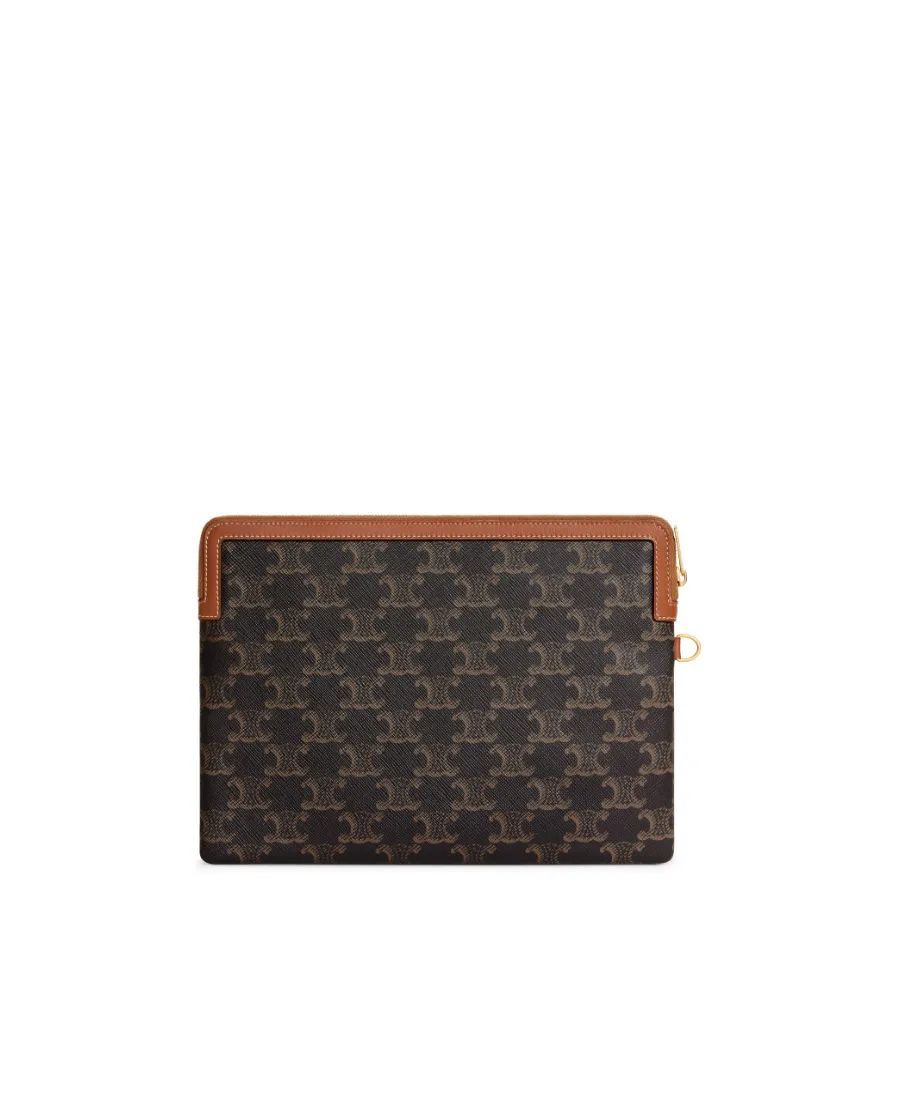 Small Pouch With Strap In Triomphe Canvas And Lambskin