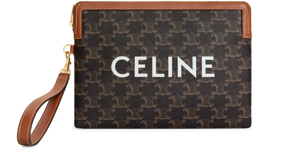 Small Pouch With Strap In Triomphe Canvas And Lambskin